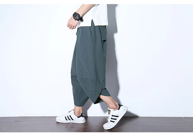 2024 New Casual Shorts Man Solid Harem Men's Summer Shorts Knee-length Short Pants For Men Bermuda Shorts Men's Summer Breeches