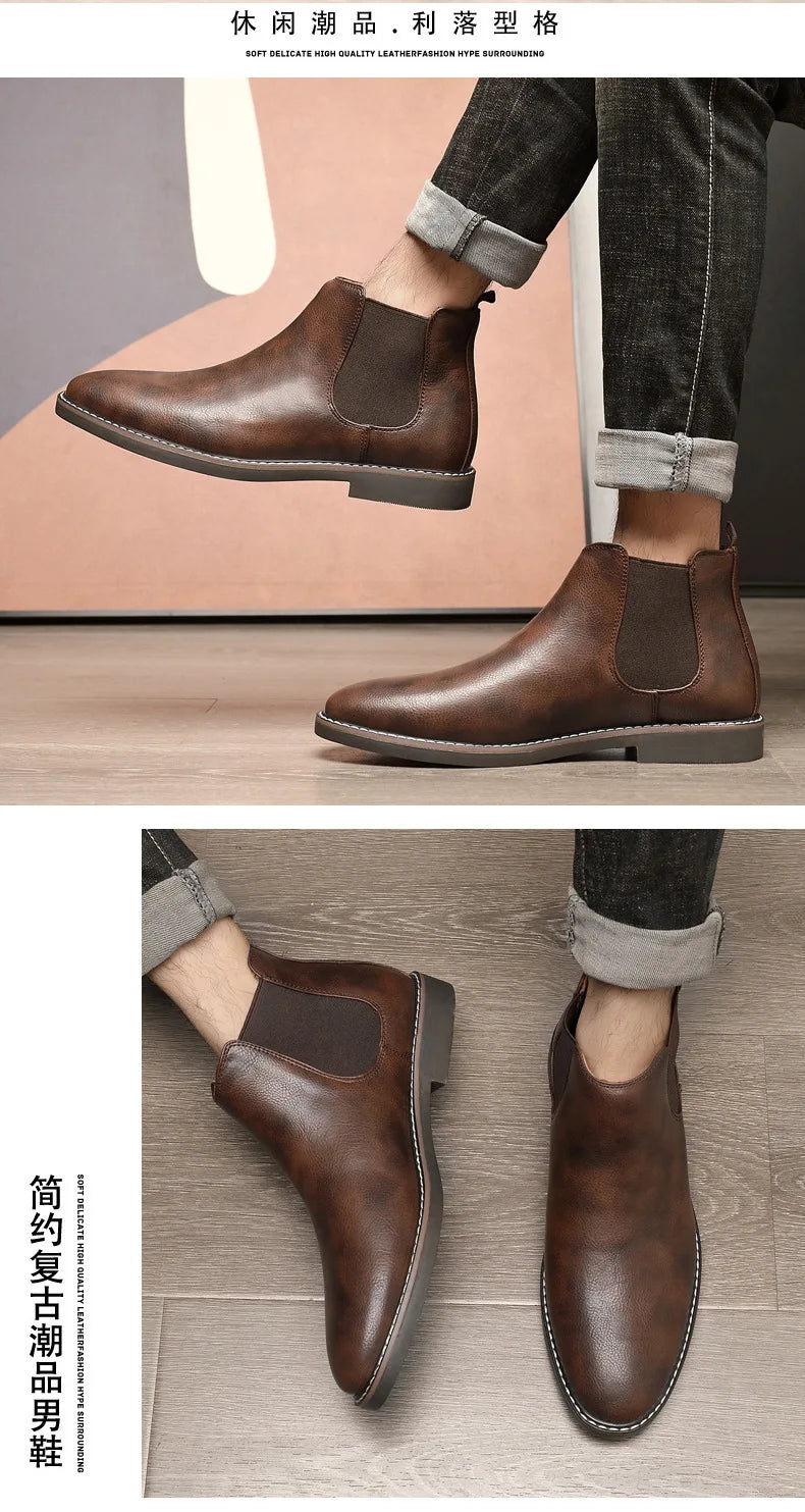 40~46 Men Chelsea Boots Brand Retro Comfortable 2024 Fashion Men Boots