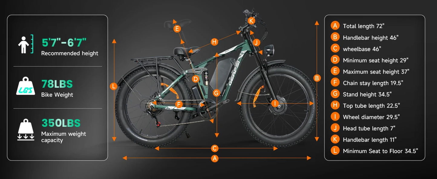 BAOLUJIE Peak 5000W Electric Bikes for Adults，Electric Dirt E Bike，26 Inch Fat Tire Dual Motor Ebike Mountain Electric Bicycle