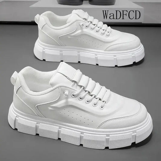 Sneakers Casual Men Designer Easy Matching White Board Shoes Fashion Leather Breathable Height Increased Flat Platform Gym Shoes