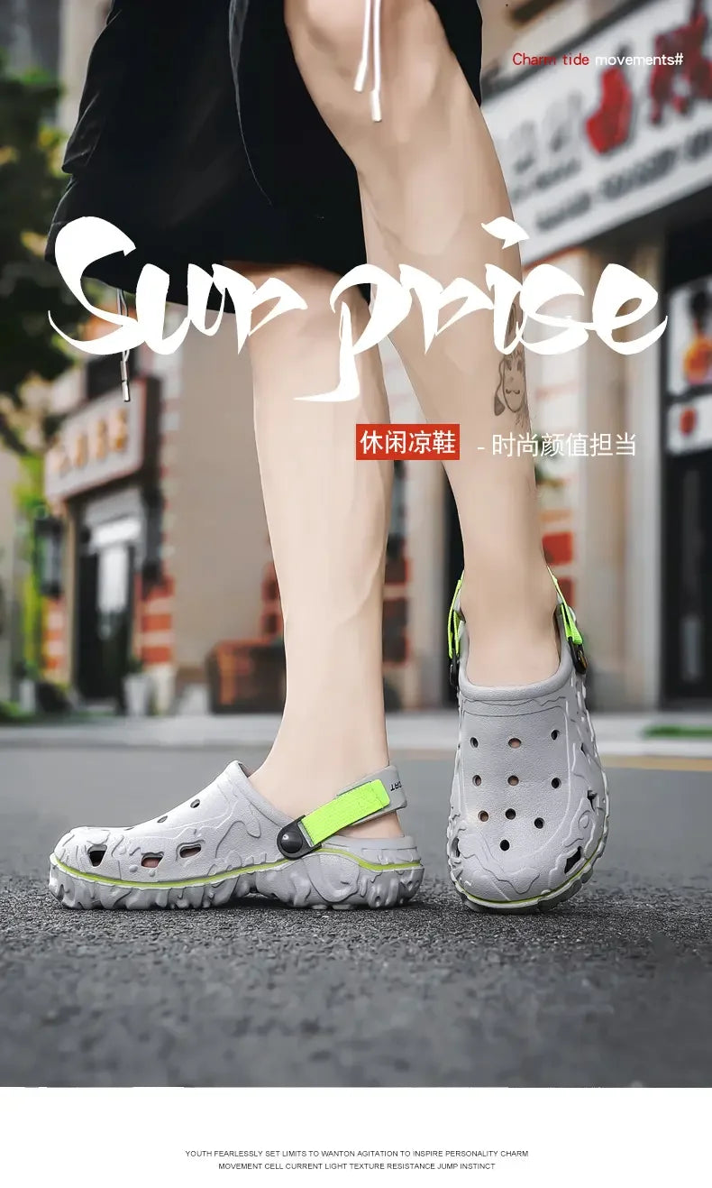 Men's Sandals Summer Clogs Non Slip Beach Trend Casual Sandals Breathable Thick Bottom High Quality Hole Shoes Big Size 45 46 47