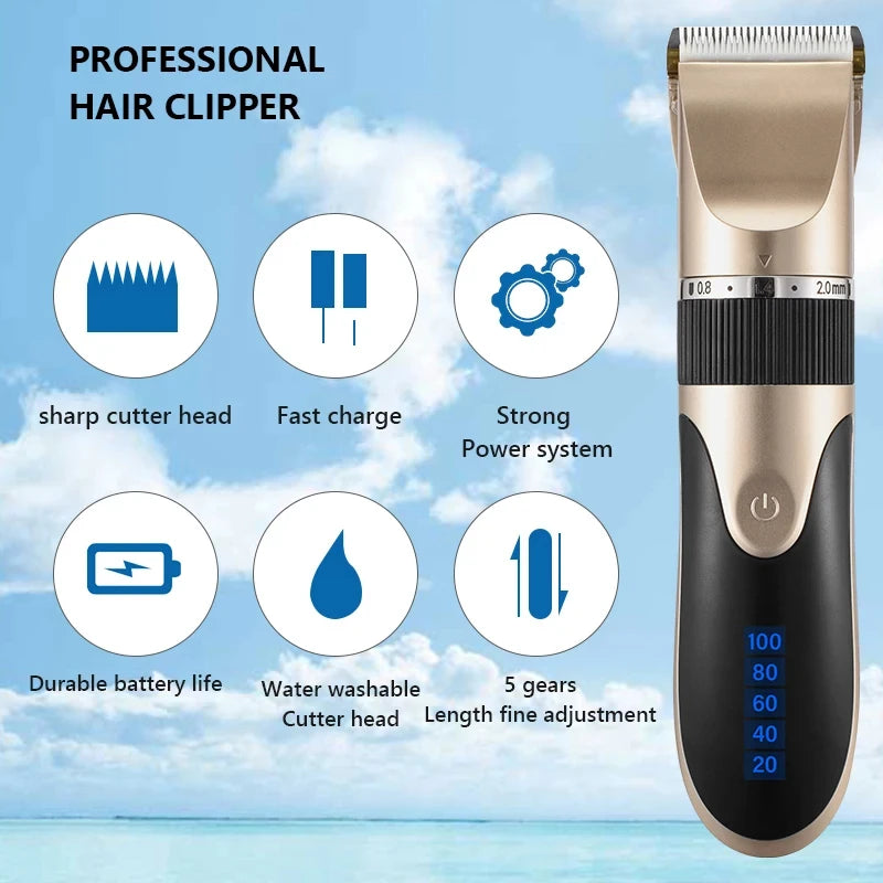 Hair Clipper Electric Barber Hair Trimmers For Men Adults Kids Cordless Rechargeable Hair Cutter Machine Professional