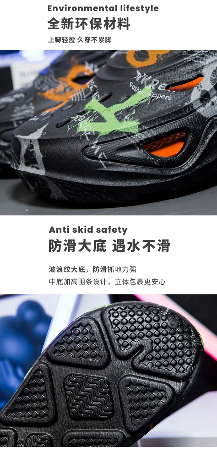 2025 New Men's Clogs Slippers Home Platform Sandals Summer Outdoor Beach Water Shoes Non-slip Male Sneakers Lightweight Sandals