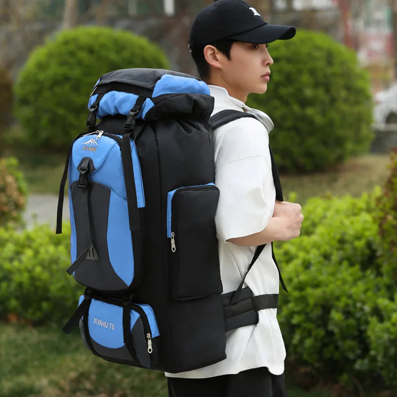 70L Travel Backpack Camping Men Large Hiking Bag Nylon Camping Large Capacity Travel Outdoor Sports Shoulder Bags Luggage