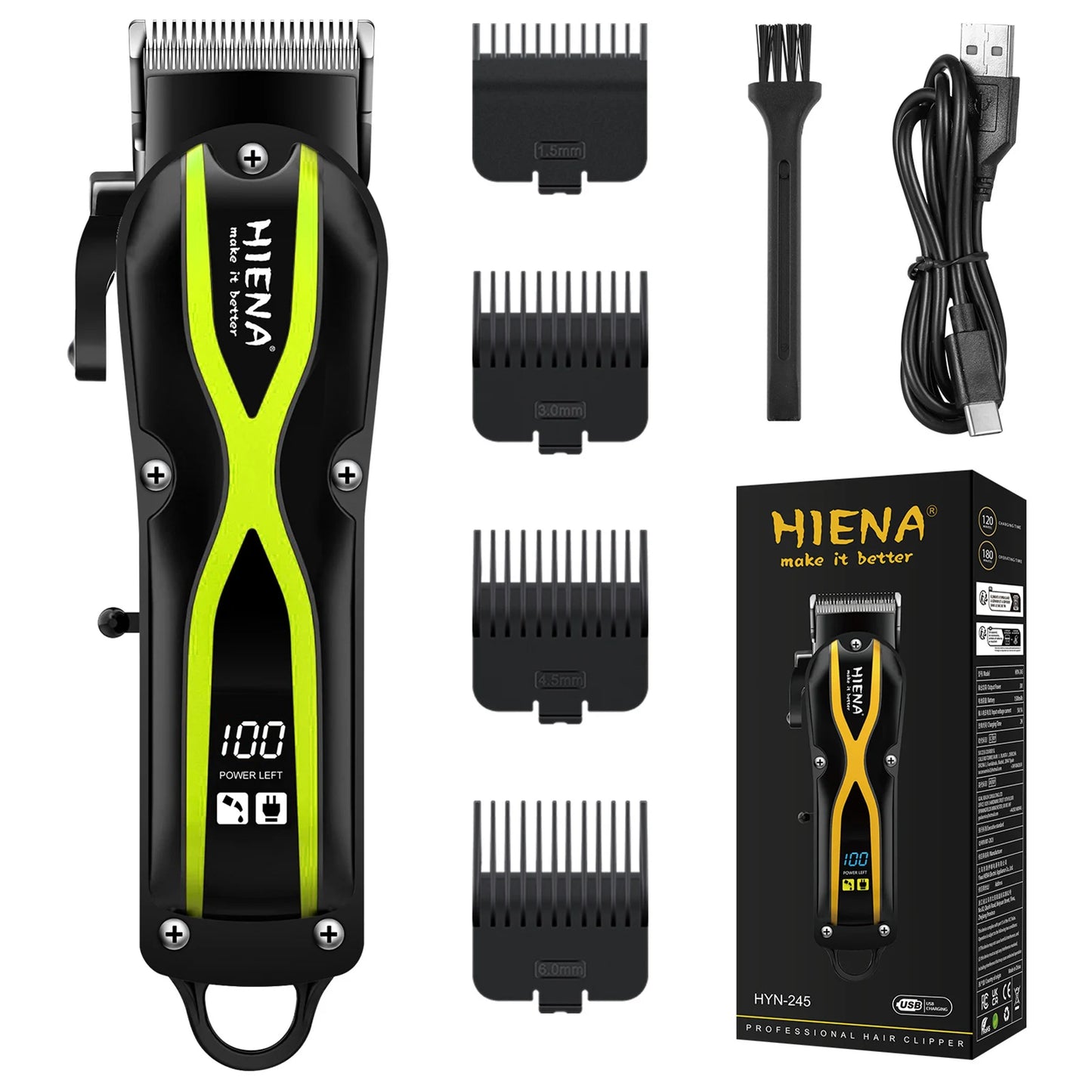 HIENA Hair Clippers for men Rechargeable Cordless Hair Trimmer Head Shavers haircut Professional barber hair cutting machine
