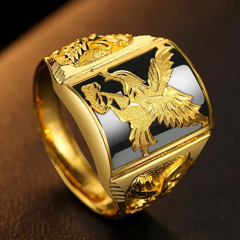 New Copper Material Open Adjustable Ring Amber Gemstone Personality High Jewelry Fashion Luxury Business Men's High-end Ring