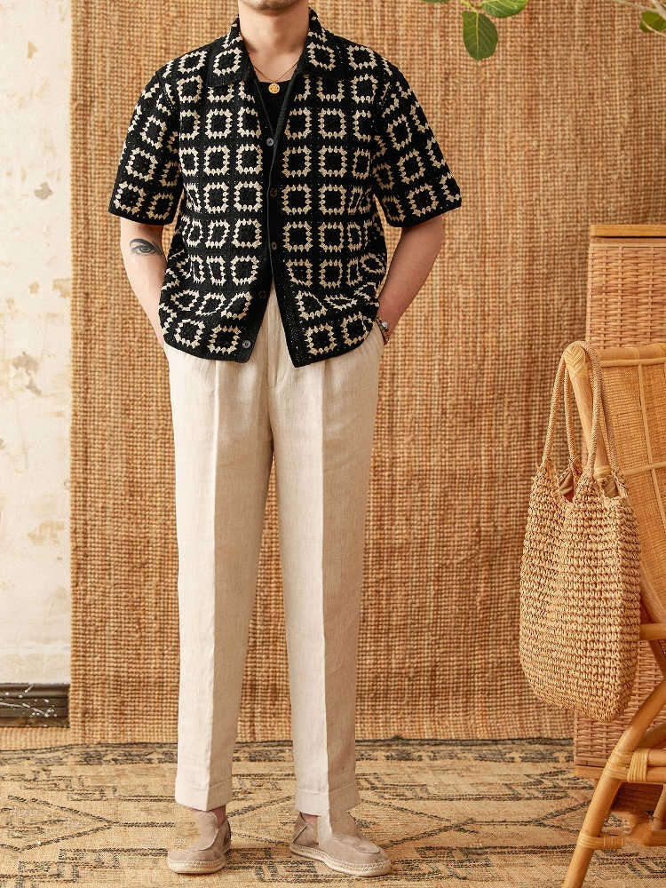 Knitted Sweater Seamless Weaving Short Width Casual Short Sleeve Cardigan Shirt