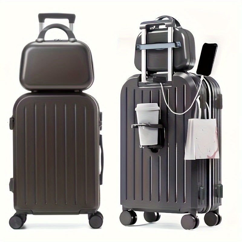 2pcs Hard Shell Luggage Set With ABS+PC Material, Simple And Classic Design Suitcase