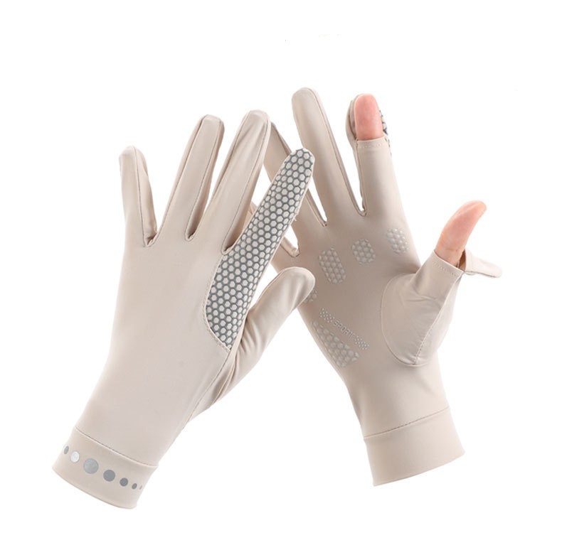 Summer Men And Women's Thin Elastic Breathable Ice Silk Sunscreen Gloves