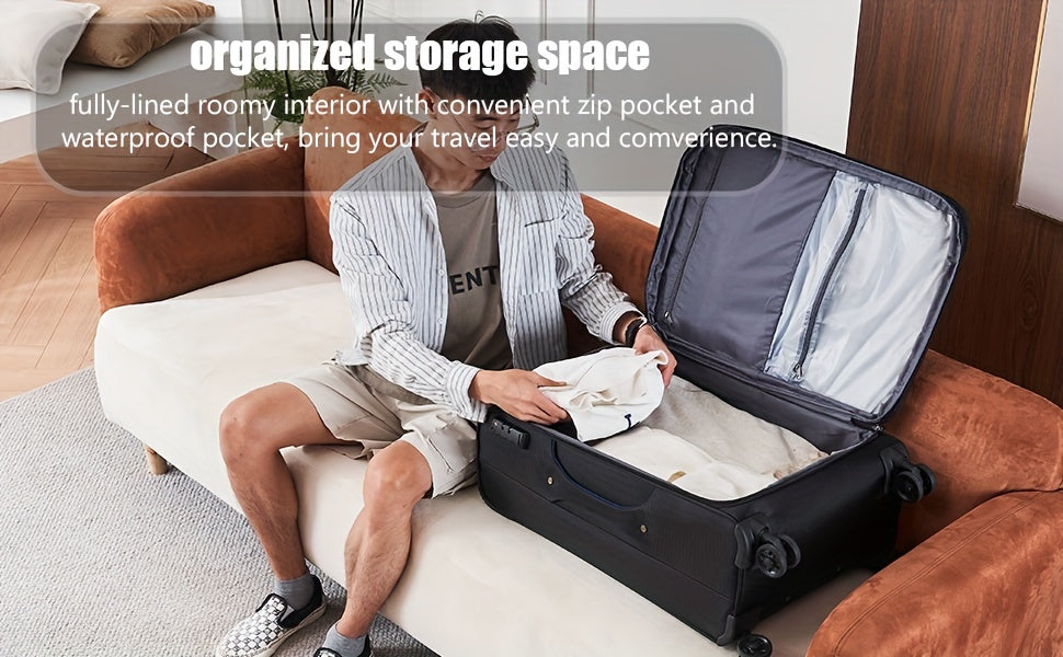 Softside Luggage Sets With Spinner Wheels 3pcs Set Lightweight Suitcase Set With TSA Lock, Expandable Luggage Sets With Inside Pocket