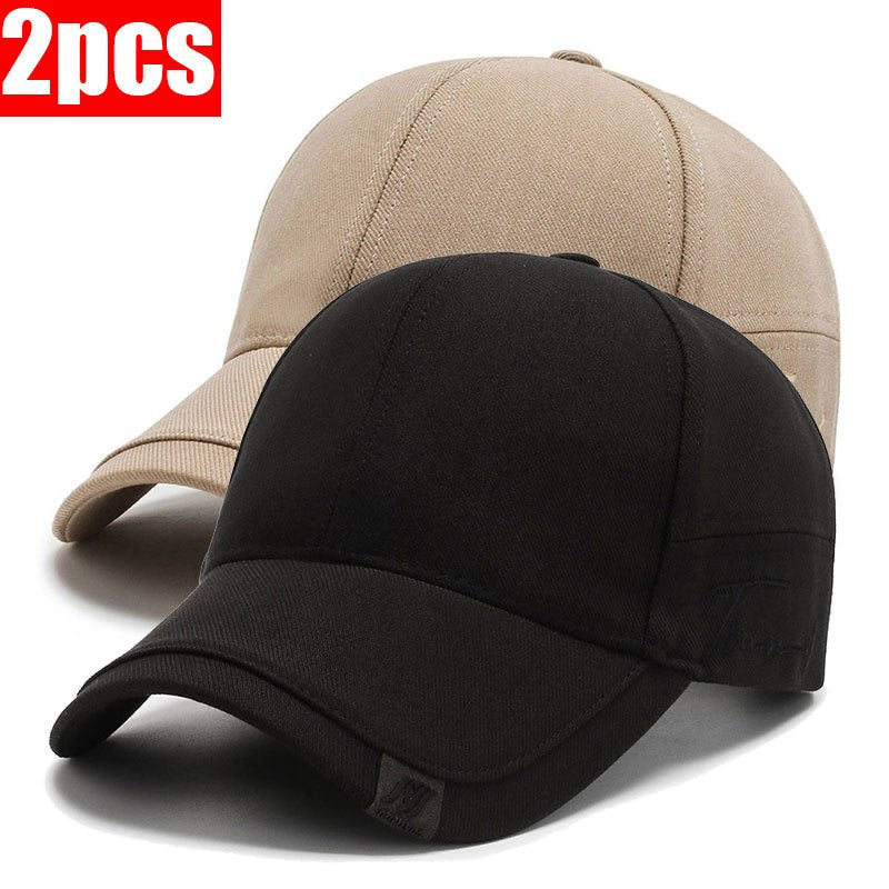 2-Pack Men'S Breathable Polyester Baseball Caps, Solid Color Sports Hat with Logo, Adjustable Snapback for Outdoor Activities, Hip Hop Street Style, Hiking, Travel, New Year'S Gift