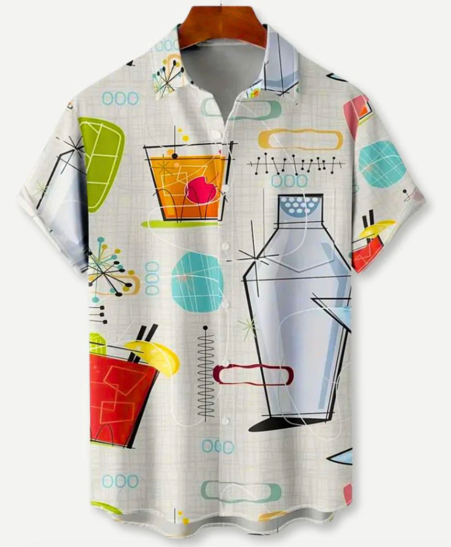 Hawaiian Printing Lapel Short Sleeve Shirt