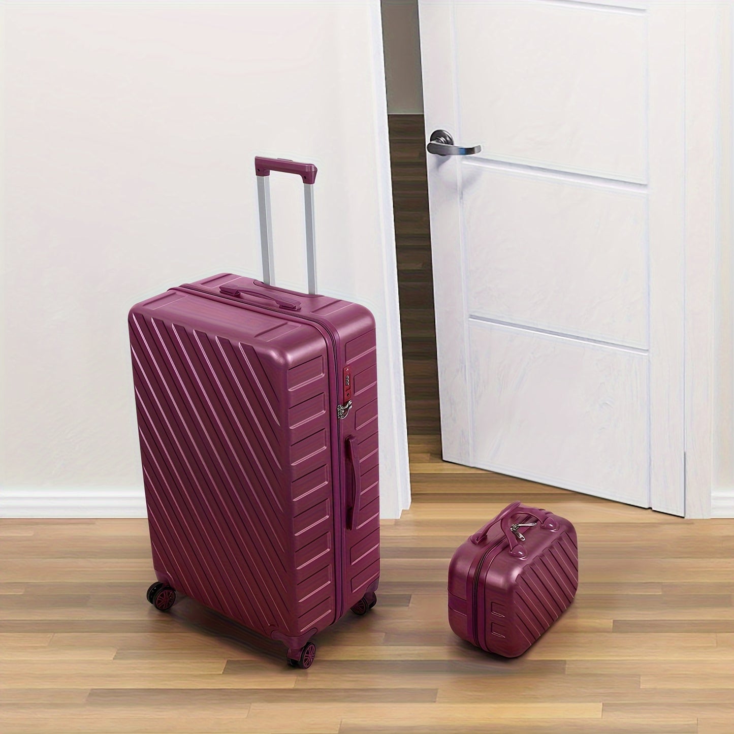 Purple 5-Piece Hardside Luggage Set With Spinner Wheels And TSA Locks, Lightweight Bag With Handle