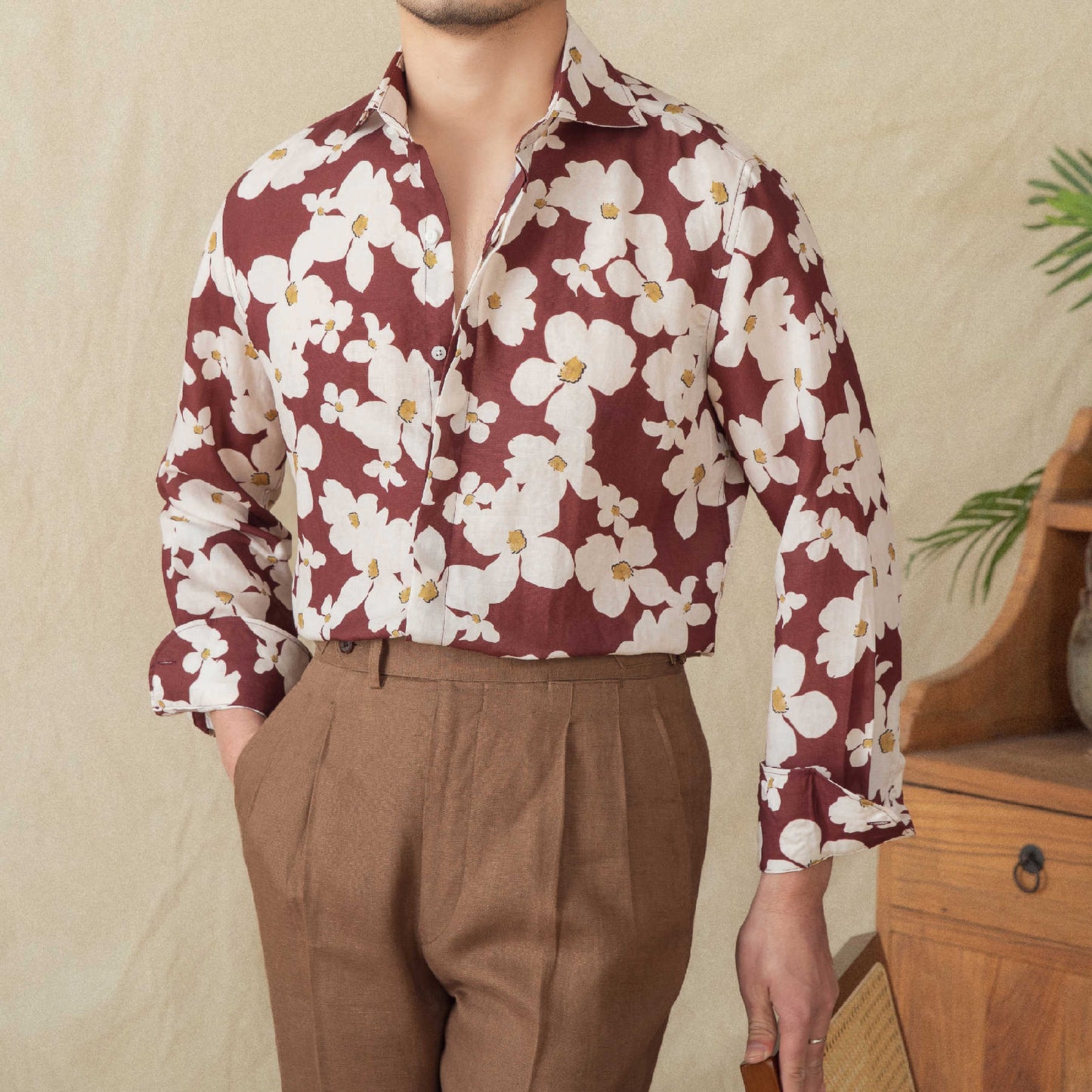 Men's Printed Long Sleeve Cardigan Shirt