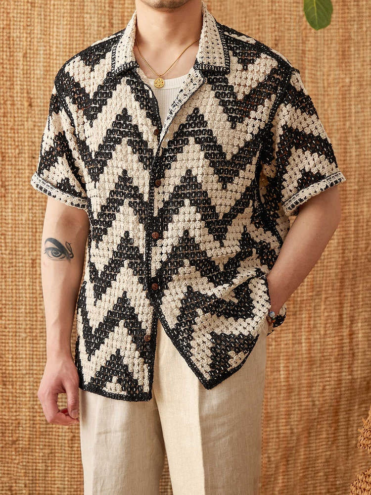 Beach Knitted Short-sleeved Cardigan Loose Casual Top