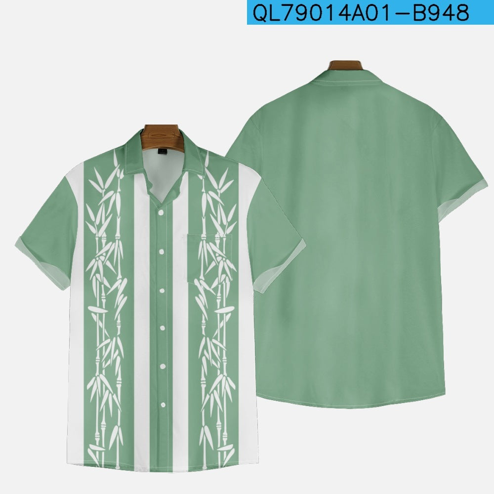 Plus Size Shirt Printed Men's Loose Short Sleeve Lapel Shirt