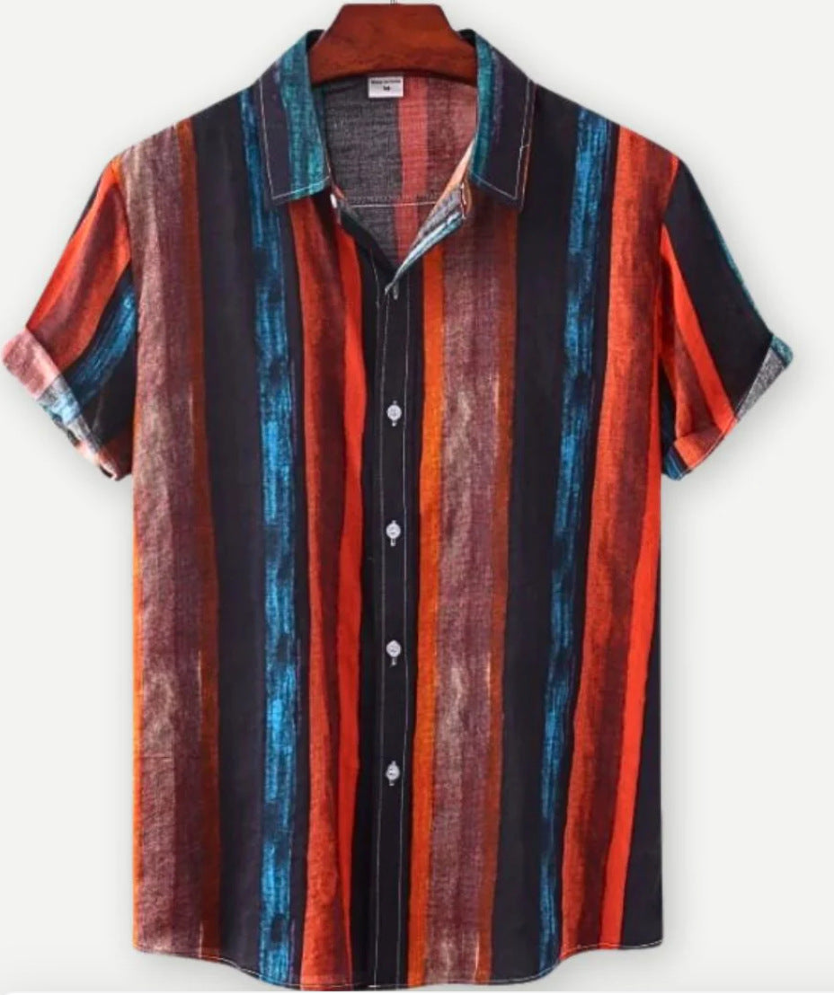 Hawaiian Printing Lapel Short Sleeve Shirt