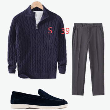Sweater Loose Zip Pullover Knitting Sweater Coat Men