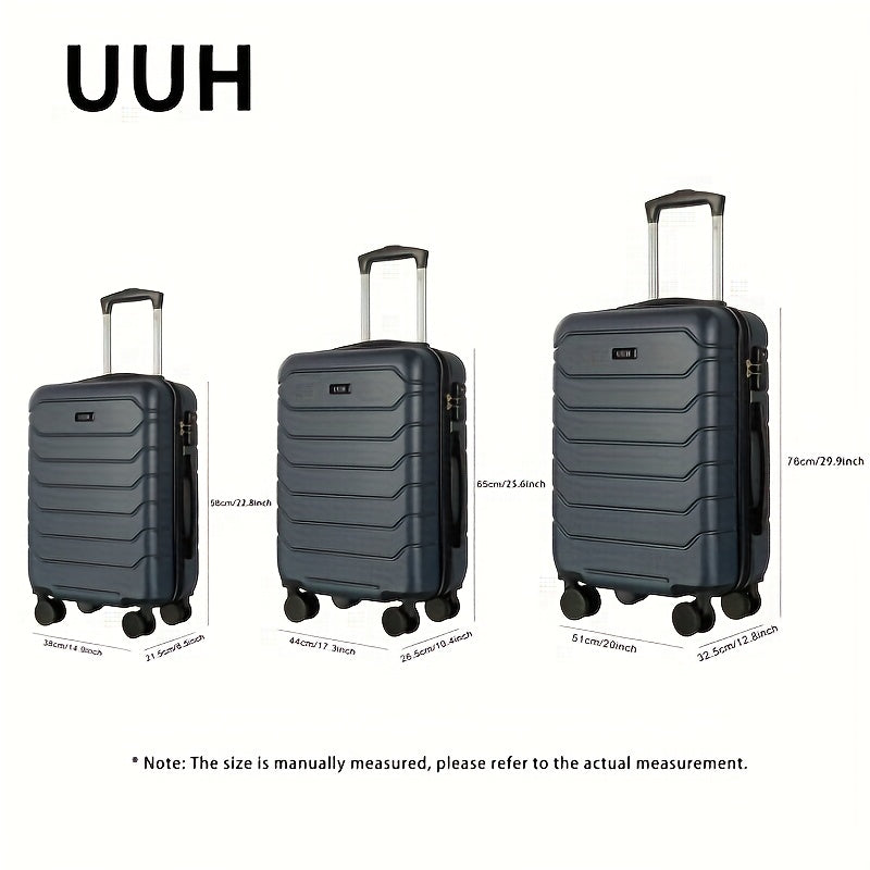 3-Piece Extra-Large Capacity Durable ABS Hardshell Luggage Set - Smooth-Glide Spinner Wheels, Telescopic Handle, Perfect for Frequent Travelers and Family Vacations with Stress-Free Organization and Long-Lasting Durability