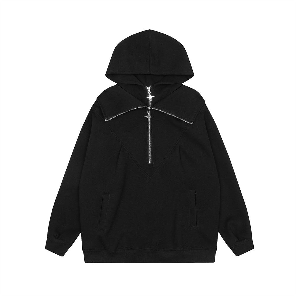 Half Zipper Hooded Sweater For Men