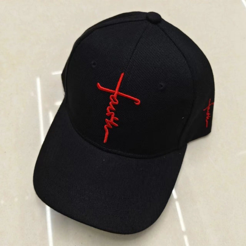 Men&#39;S And Women&#39;S Faith Embroidered Black And White Peaked Baseball Caps, Suitable for Outdoor Streets And Campuses, The Best Choice for Individuality