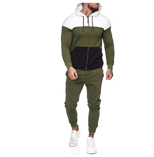 Sports Cardigan Sweater Color Matching Fashion Casual Sports Coat Jacket Men