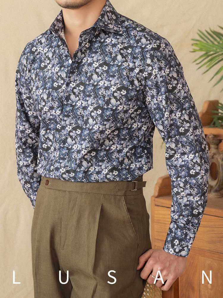 Fashion Printed Cotton Long Sleeve Shirt Spring And Summer Retro