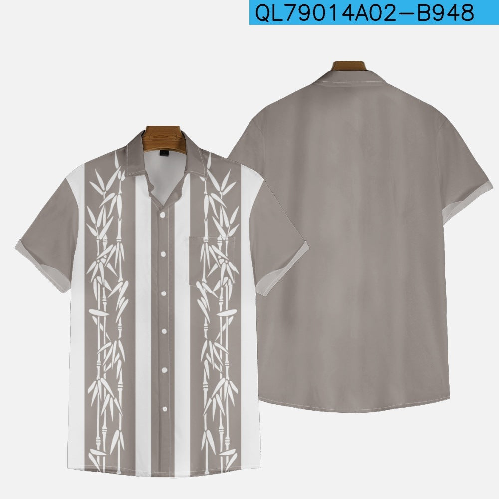 Plus Size Shirt Printed Men's Loose Short Sleeve Lapel Shirt