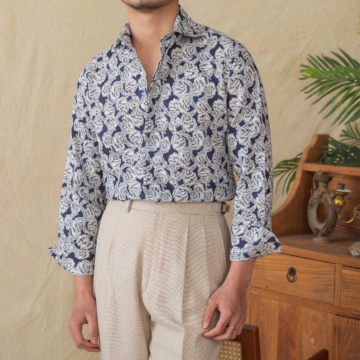 Men's Printed Long Sleeve Cardigan Shirt