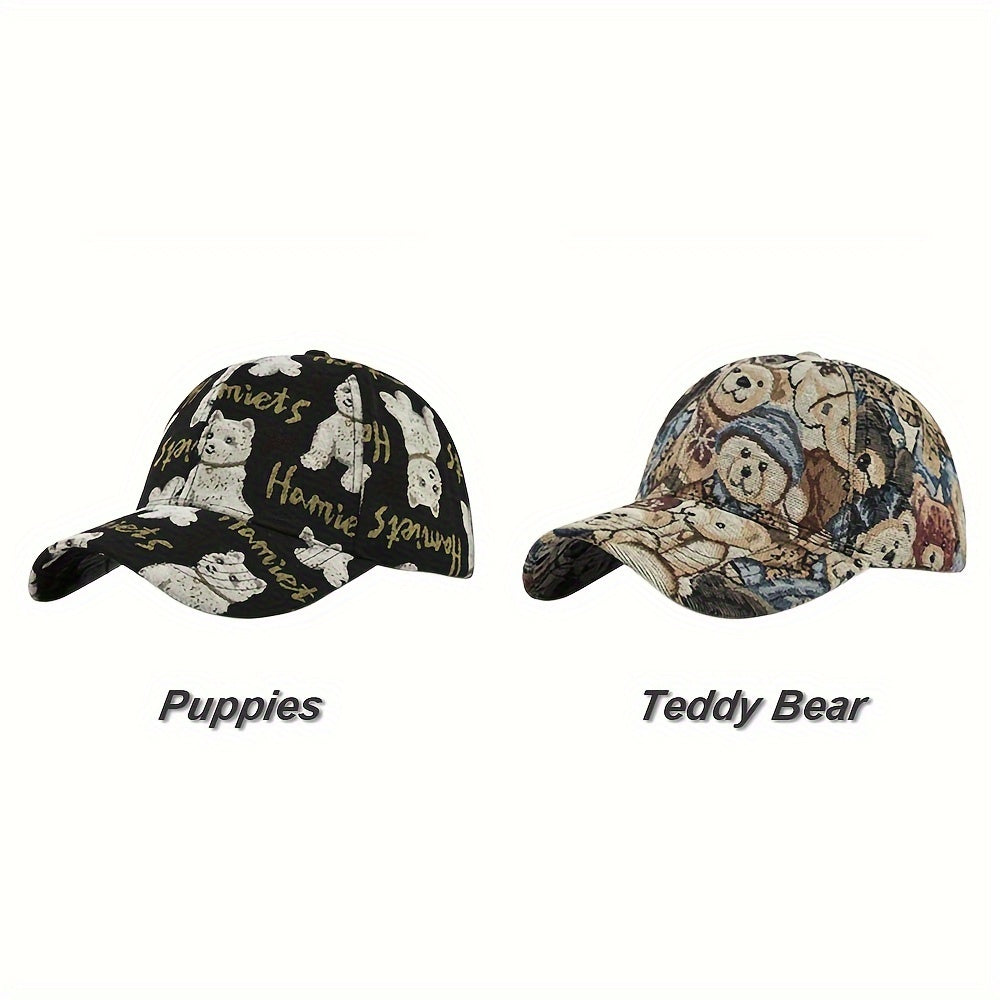 1Pc Cute Bear Baseball Cap New Spring Sunhat Dog Print Men Women Unisex-Teens Cotton Snapback Caps Fashion Hip Hop Vintage Hat