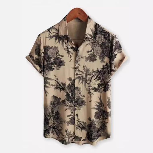 Hawaiian Printing Lapel Short Sleeve Shirt