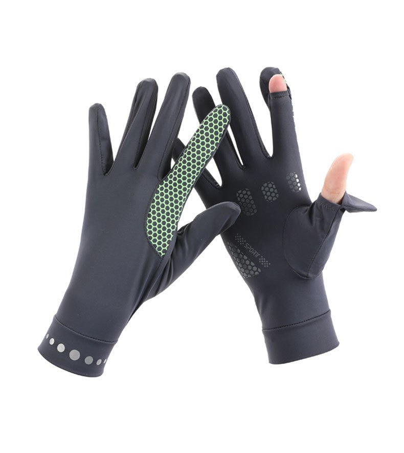Summer Men And Women's Thin Elastic Breathable Ice Silk Sunscreen Gloves