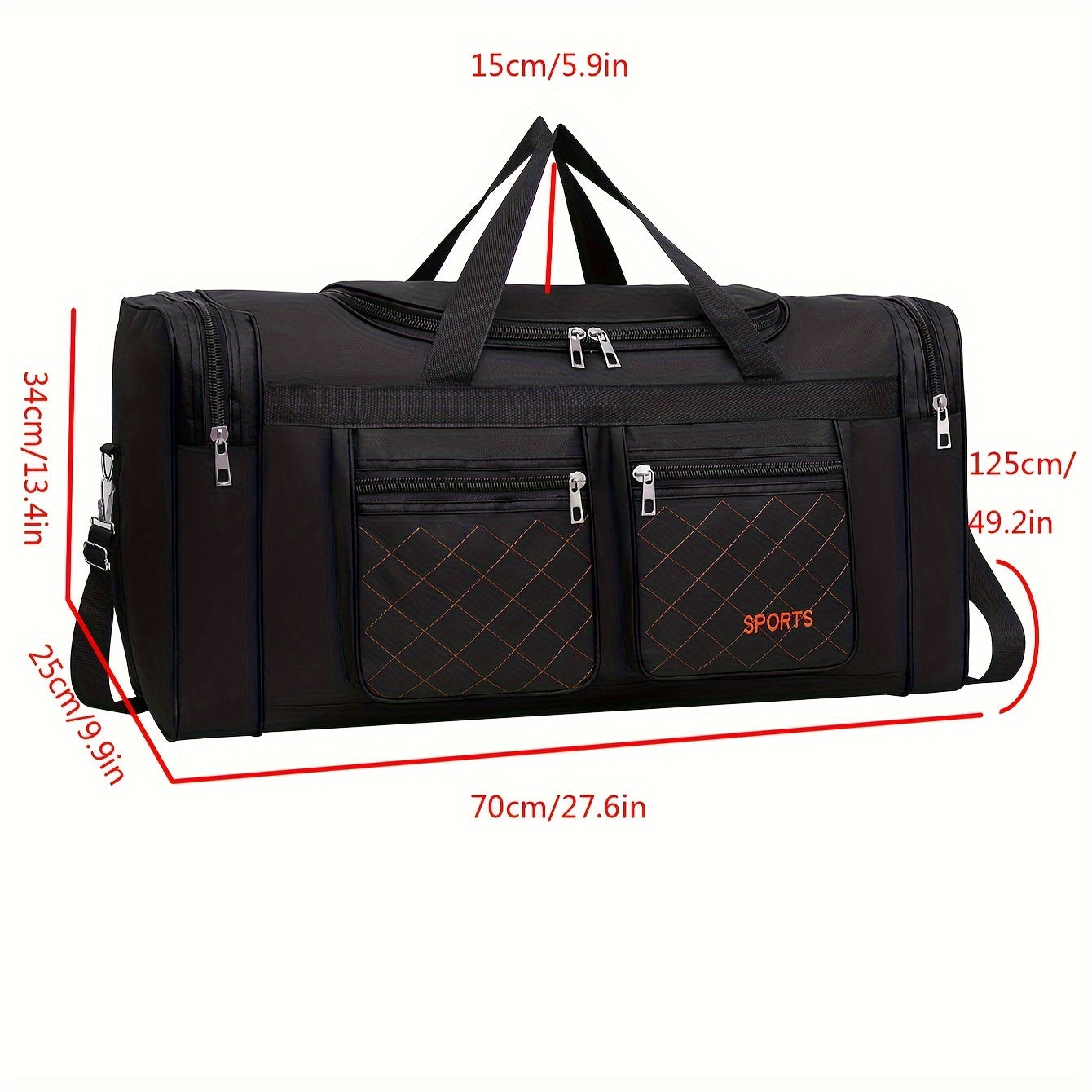 Extra Large Capacity Sports Duffel Bag, Durable Oxford Cloth Travel Bag with Positioning Printing, European and American Style, Baigou Produced, Hand Washable - Unisex Shoulder and Hand Carry Luggage for Short Business Trips