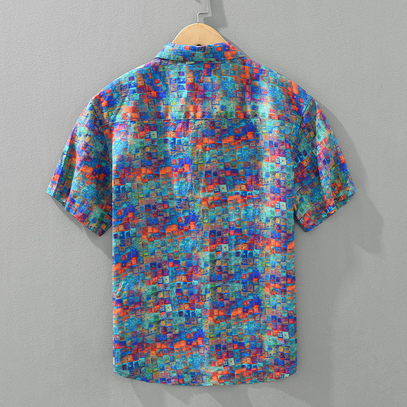 New Casual Printed Men's Short Sleeve Shirt