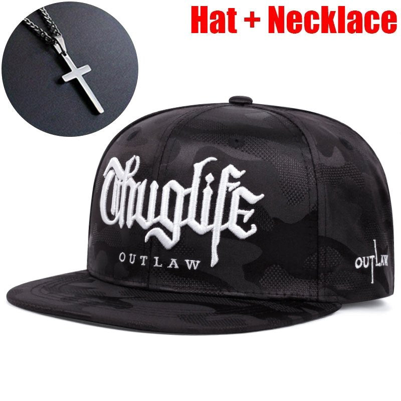2 Packs (Hats + Necklaces) Embroidered Letter Double-Color Street Flat Brim Hats, Hip-Hop Hats, Daily Outdoor Baseball Caps for Men And Women, Sun