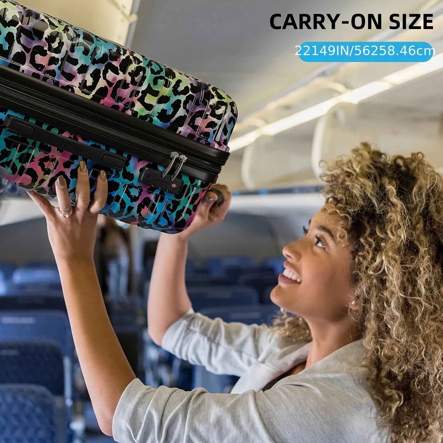 Luggage Sets 3 Piece, Hardside 20 IN Carry on Luggage Airline Approved PC+ABS Suitcase Set with Spinner Wheels TSA Lock, Lightweight Rolling Suitcase for Men and Women, Cheetah Print