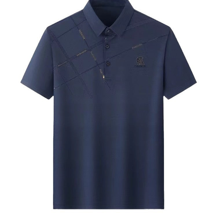 Business Casual Lapels T-shirt Middle-aged Men's Thin