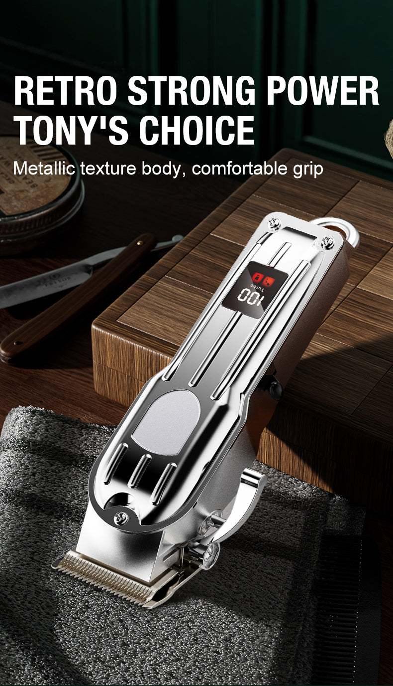 All metal men's hair clipper, electric push clipper, household electric hair clipper, hair salon, high-power pet clipper