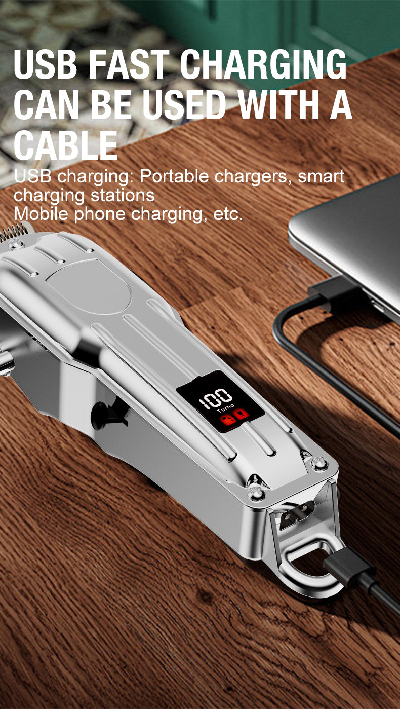 All metal men's hair clipper, electric push clipper, household electric hair clipper, hair salon, high-power pet clipper