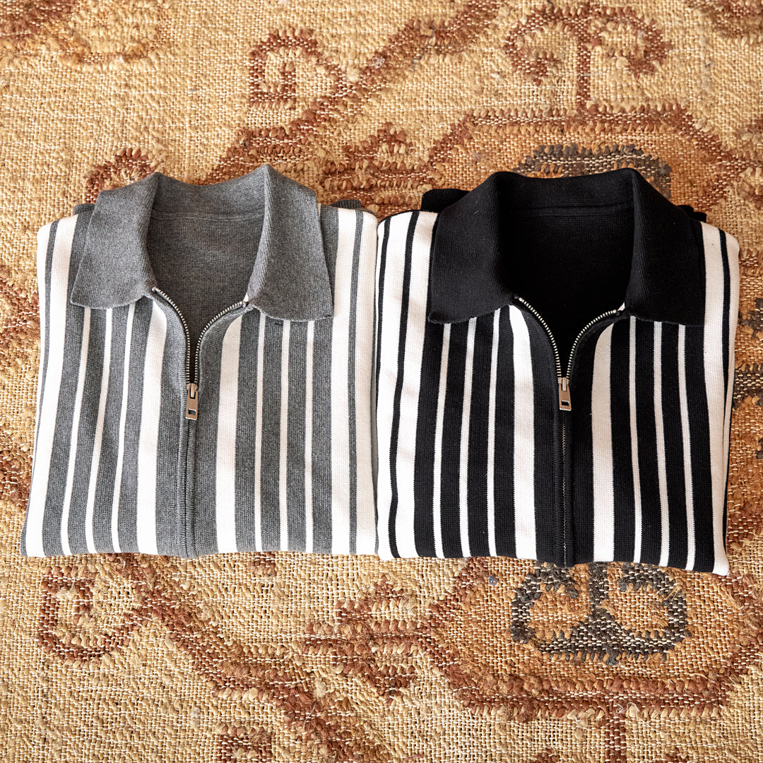Autumn And Winter Wild Striped Cotton Men's Cardigan Commuter Trendy Men