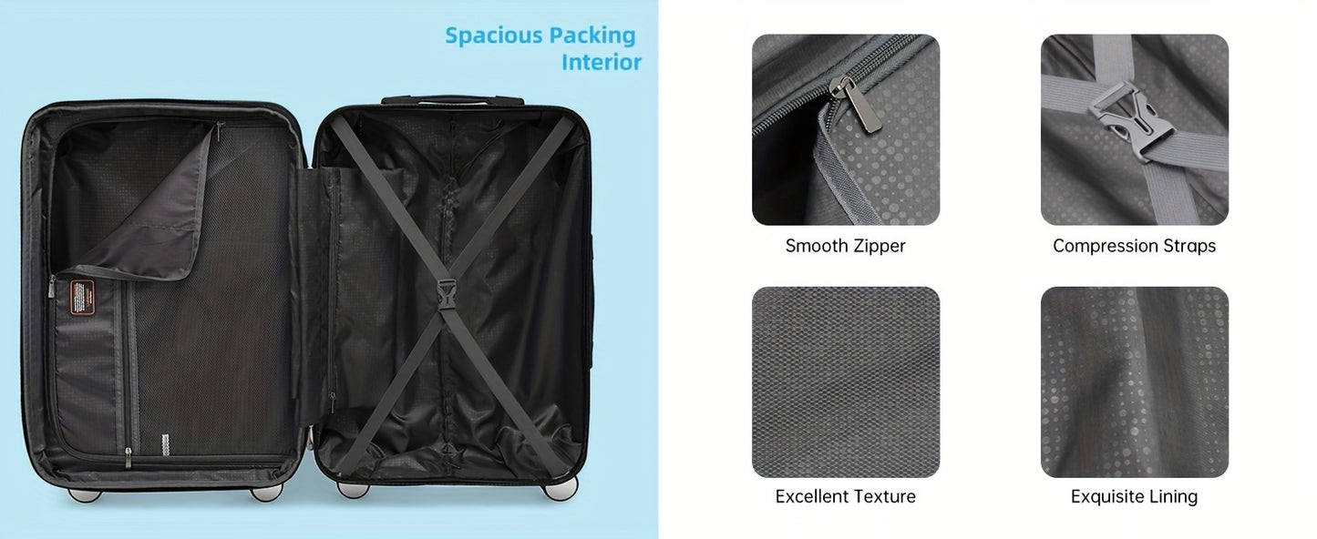 Luggage Sets 3 Piece, Hardside 20 IN Carry on Luggage Airline Approved PC+ABS Suitcase Set with Spinner Wheels TSA Lock, Lightweight Rolling Suitcase for Men and Women, Cheetah Print