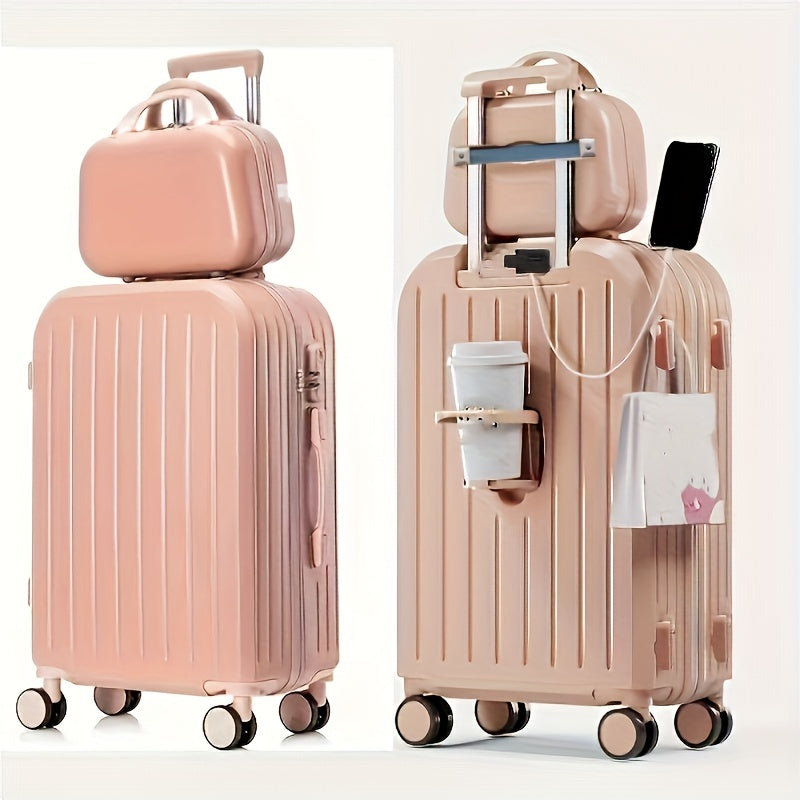 2pcs Hard Shell Luggage Set With ABS+PC Material, Simple And Classic Design Suitcase