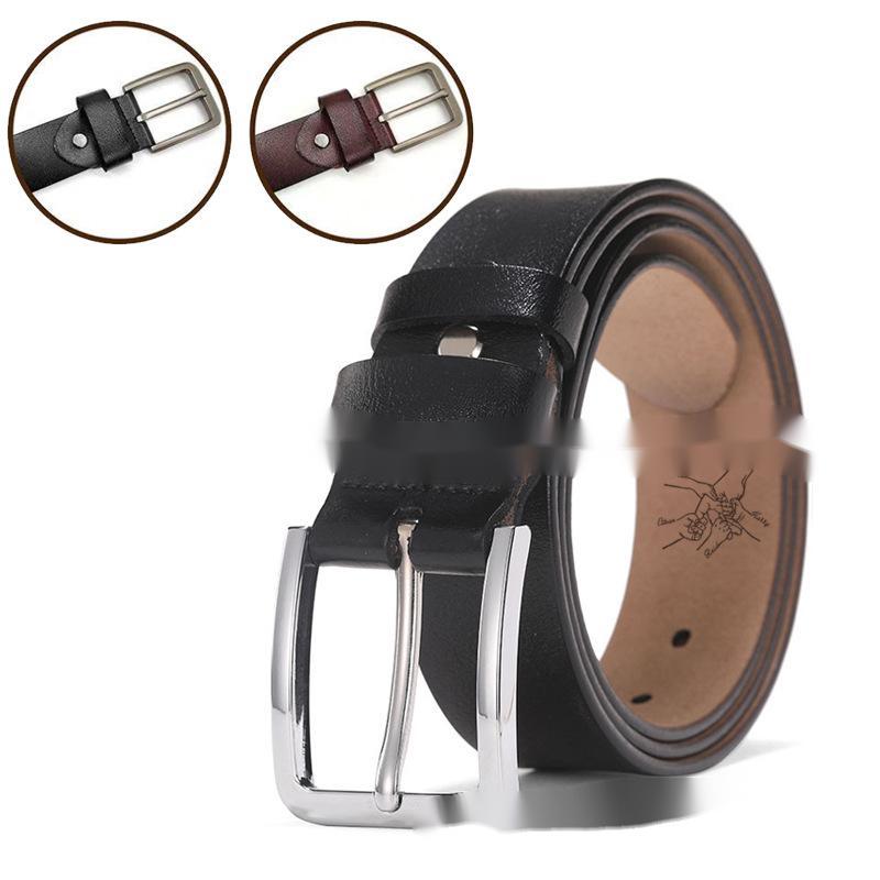 Father's Day Gift European Vintage Men's Pin Buckle Belt Card Stitch Double-sided Engraved Pants Pocket