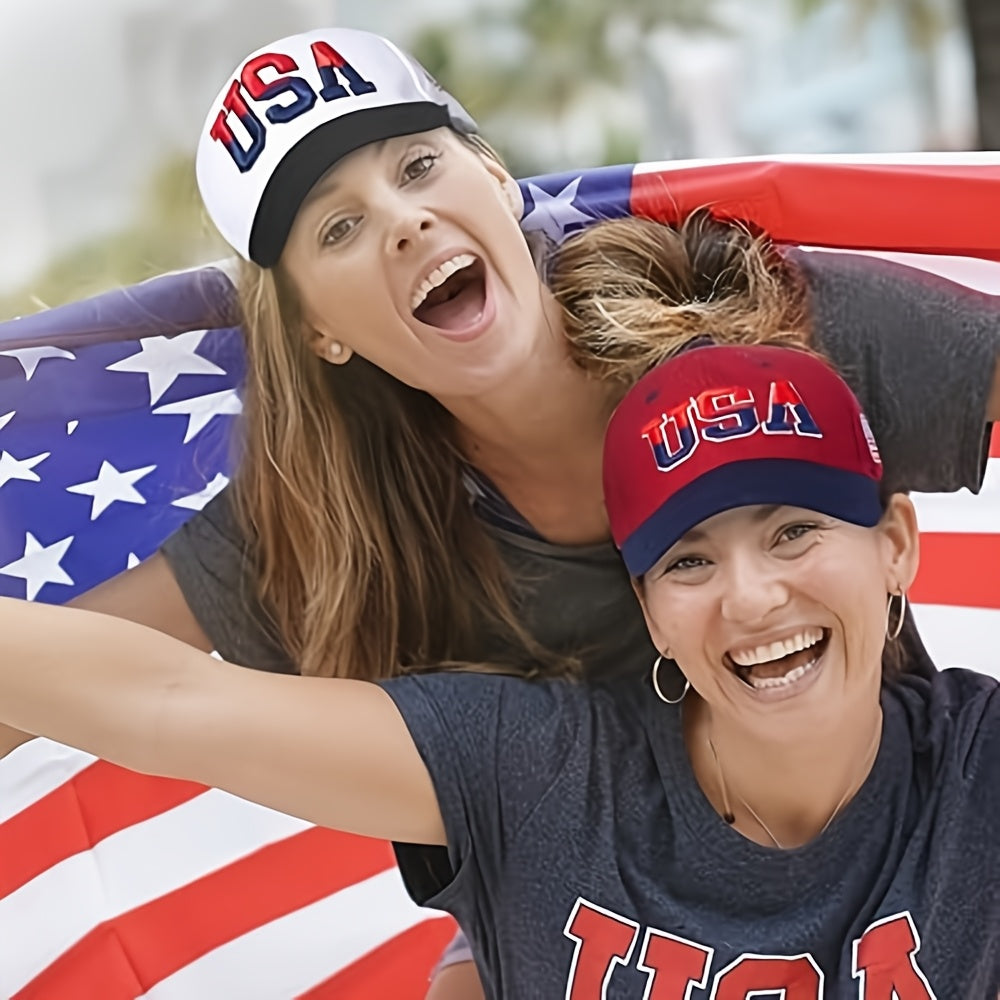 4pcs USA Flag Baseball Caps for Men & Women - Adjustable Patriotic Trucker Hats with Embroidered "USA" Design, Black, Navy Blue, Red, White - Perfect for Independence Day & American Pride, Adjustable Baseball Caps | Embroider