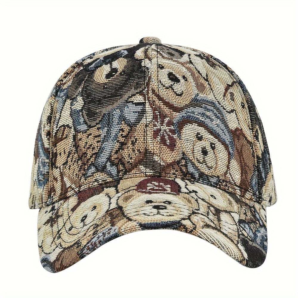1Pc Cute Bear Baseball Cap New Spring Sunhat Dog Print Men Women Unisex-Teens Cotton Snapback Caps Fashion Hip Hop Vintage Hat