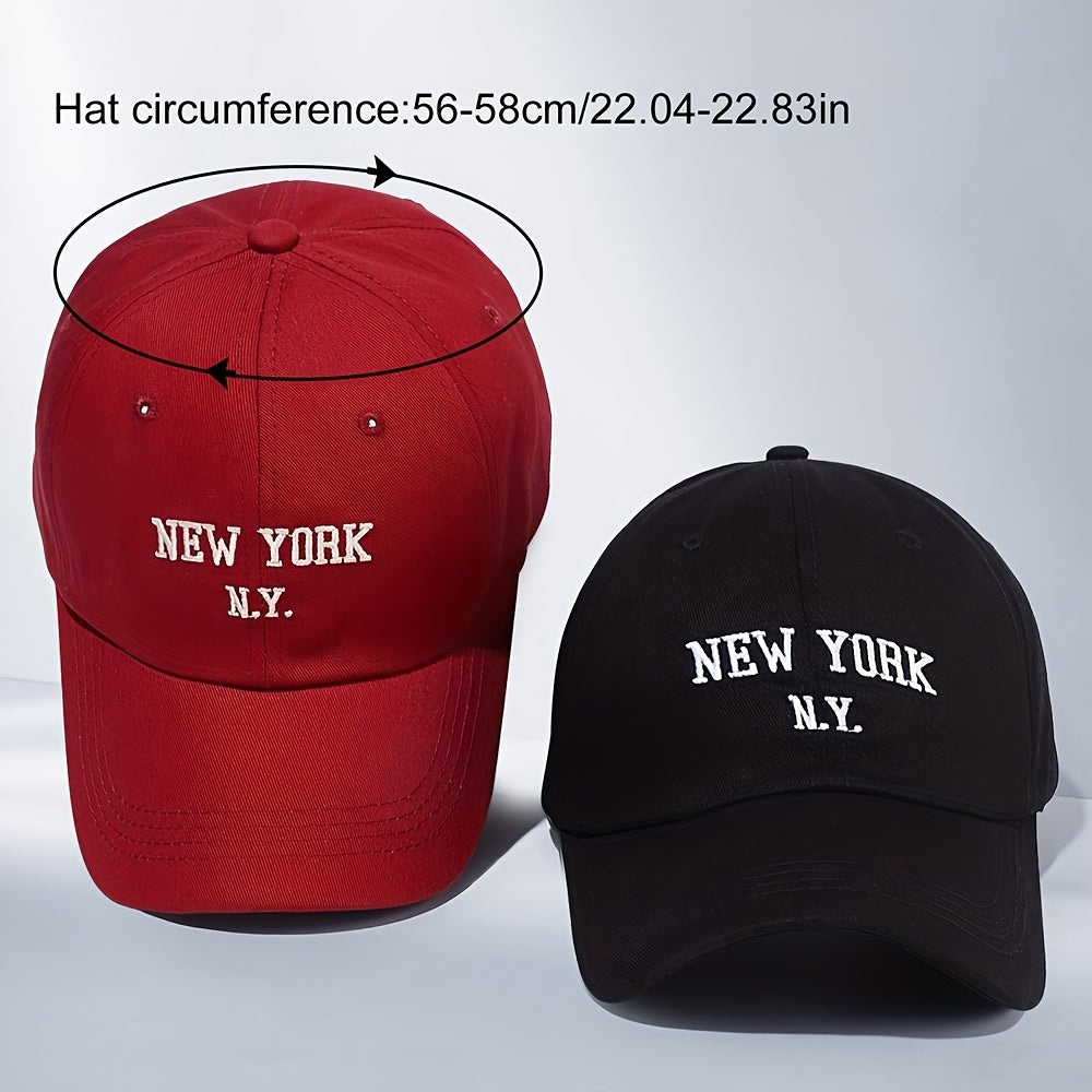 2pcs New York N.Y. Embroidered Baseball Caps - Lightweight, Fitted, Hand Washable for Men & Women - Perfect for Spring & Summer Outdoor Activities, Casual Headwear | Embroidered Cap | Durable Headgear
