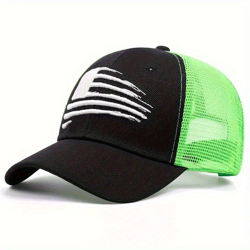 2pcs Patriotic American Flag Embroidered Baseball Caps - Breathable, Adjustable Trucker Hats for Outdoor Activities, Golf, Fishing & Travel, American Flag Hat