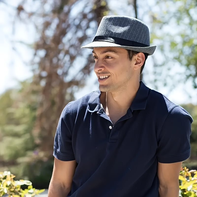 2pcs Elegant Men's Fedora Hats, Cotton Blend (20% Cotton, 80% Polyester), British Retro Style Jazz Caps