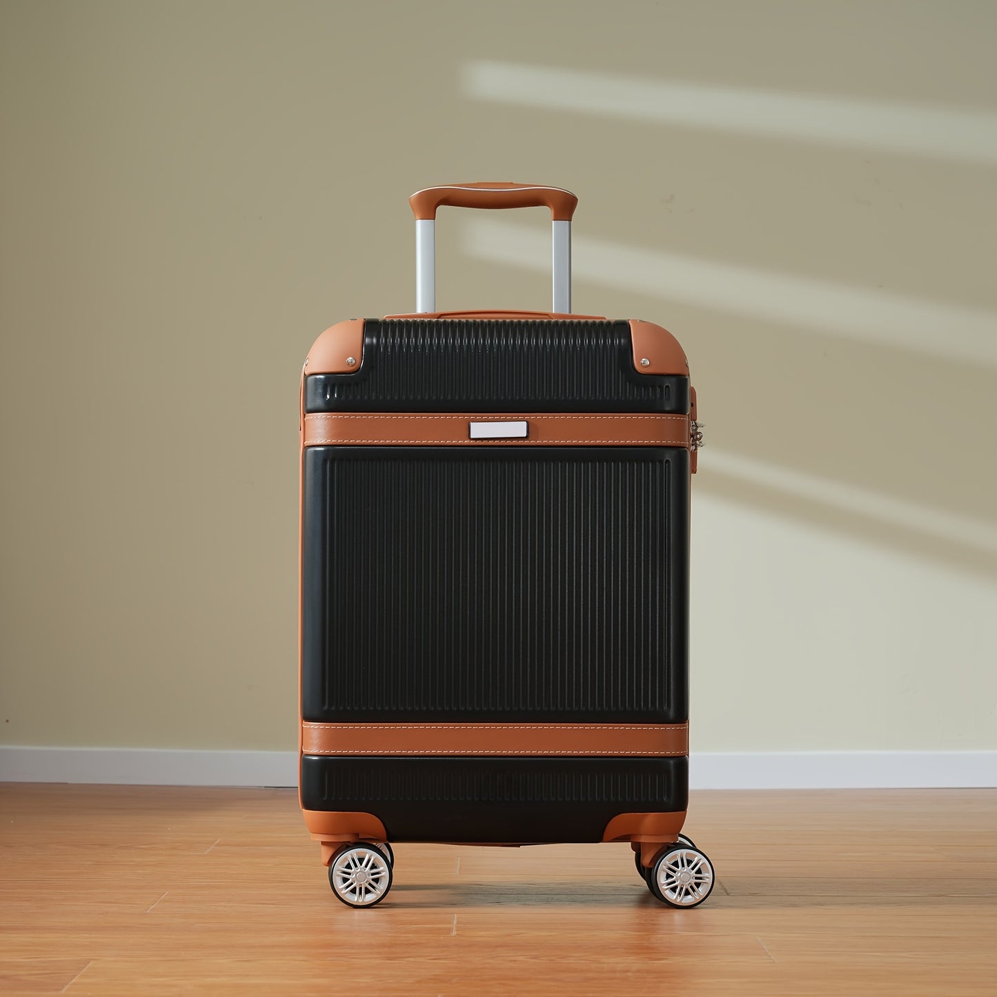 3-Piece Vintage Hardshell Luggage Set - 20in Carry-on Suitcase with Telescoping Handle, Double Spinner Wheels, TSA-Approved Combination Lock, and Durable ABS Shell - Includes Weekender Duffel Bag and Toiletry Bag for Easy Tra