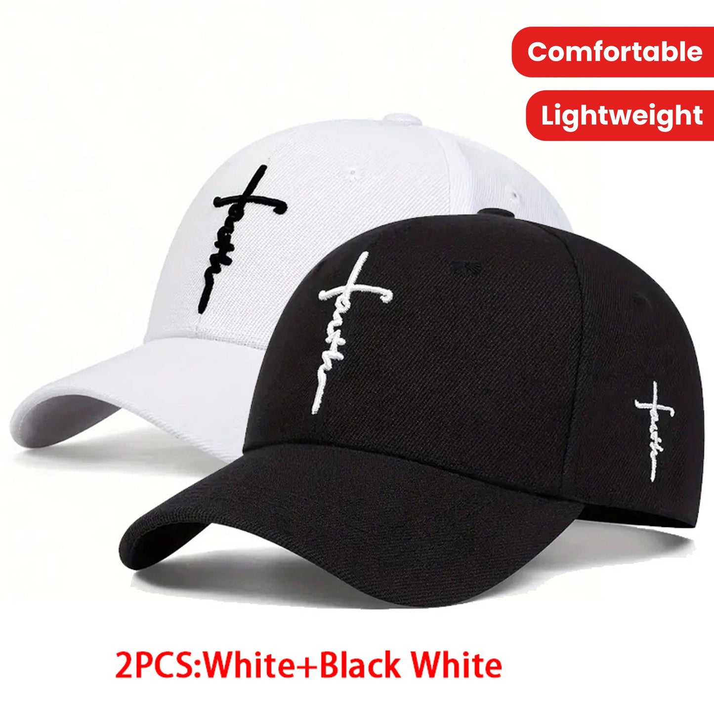 2-pack Unisex Baseball Caps, Stylish Cross Embroidered Duckbill Caps, Lightweight And Comfortable Baseball Caps, Suitable For Outdoor Sports And Casual Wear